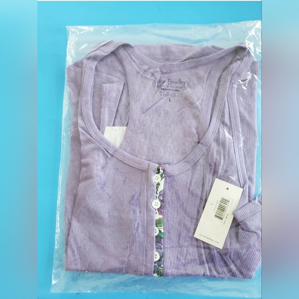 VERA BRADLEY RACER BACK TANK TOP Shirt Amethyst Color Sz L NWT